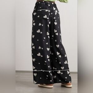 Marni Black and White Heart Print Silk Trousers